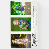 Modern Congrats 3 Photo Afstuderen Banner - White (Verticaal)