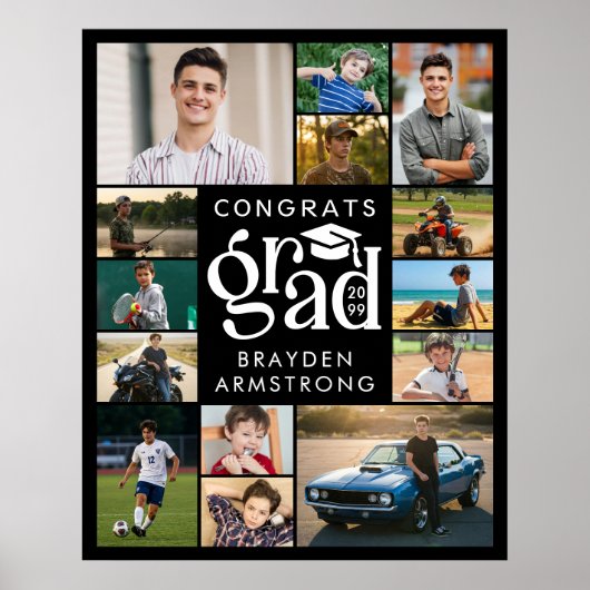 Modern Congrats Afstudeerder 14 Fotocollage vet ty Poster (Voorkant)