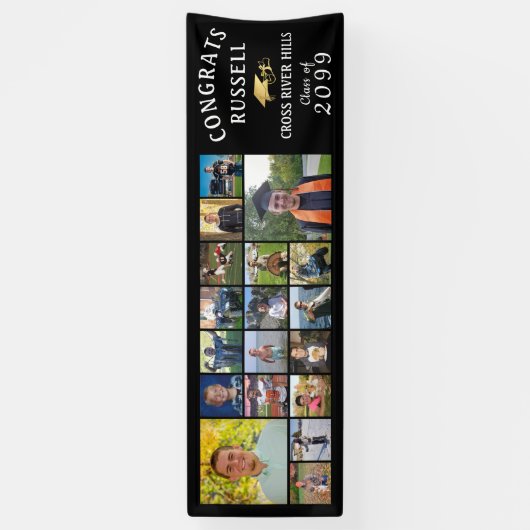 Modern CONGRATS AFSTUDEERDER 18 Fotocollage Banner (Verticaal)