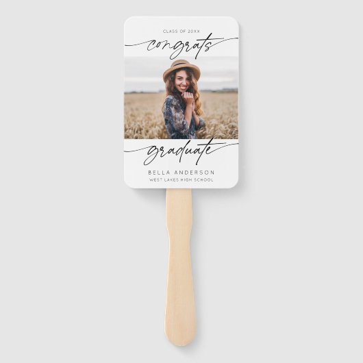 Modern Congrats Afstudeerder Afstuderen Script Fot Handwaaier (Achterkant)