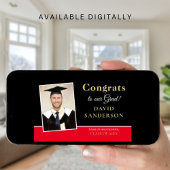 Modern Congrats Afstudeerder Foto: Gold Black Red Aankondiging