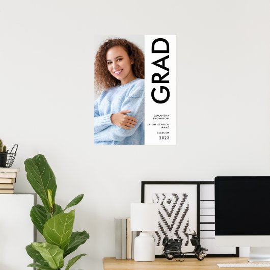 Modern Congrats Afstudeerder Foto Name 2023 Afstud Poster (Thuiskantoor)