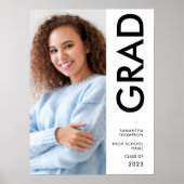 Modern Congrats Afstudeerder Foto Name 2023 Afstud Poster (Voorkant)