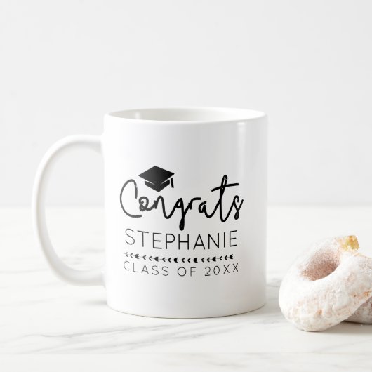 Modern Congrats Afstudeerder Graduation Cap Coffee Koffiemok (Met donut)