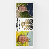 Modern Congrats Afstudeerder Naam 2 Foto's Zwart G Spandoek (Verticaal)