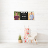 Modern CONGRATS AFSTUDEERDER Pet Twee foto's Zwart Spandoek (Insitu)