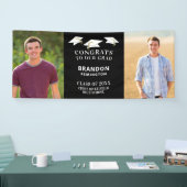 Modern CONGRATS AFSTUDEERDER Pet Twee foto's Zwart Spandoek (Beurs)