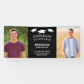 Modern CONGRATS AFSTUDEERDER Pet Twee foto's Zwart Spandoek (Horizontaal)