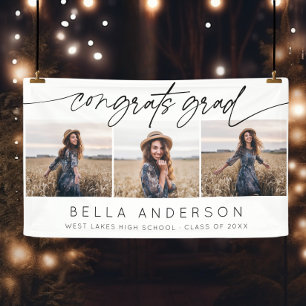 Modern Congrats Afstudeerder Script 3 Fotocollage Spandoek