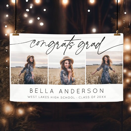 Modern Congrats Afstudeerder Script 3 Fotocollage Spandoek