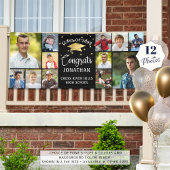 Modern Congrats Afstuderen 12 Photo Collage Black Spandoek