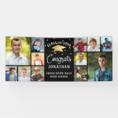Modern Congrats Afstuderen 12 Photo Collage Black Spandoek (Horizontaal)