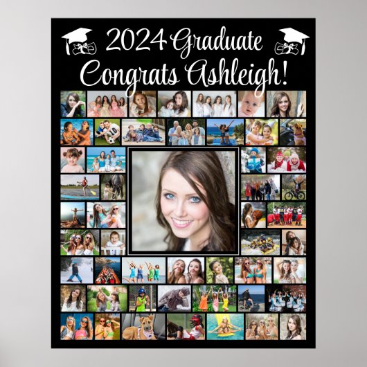 Modern Congrats Afstuderen 52 fotocollage Poster (Voorkant)