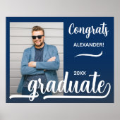 Modern Congrats Afstuderen Foto Blauw Poster (Voorkant)