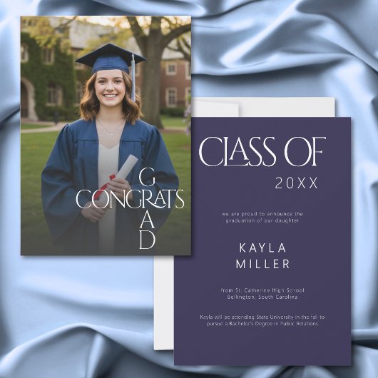 Modern Congrats Grad Graduation Photo Announcement