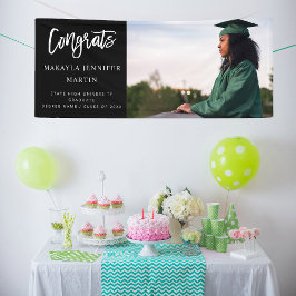 Modern Congrats H Photo Afstuderen banner - zwart