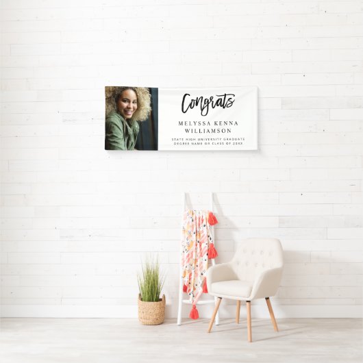 Modern Congrats Photo Afstuderen banner - White (Insitu)