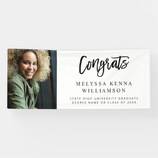 Modern Congrats Photo Afstuderen banner - White (Horizontaal)