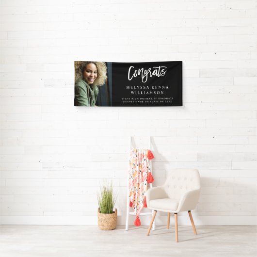 Modern Congrats Photo Afstuderen banner - zwart (Insitu)