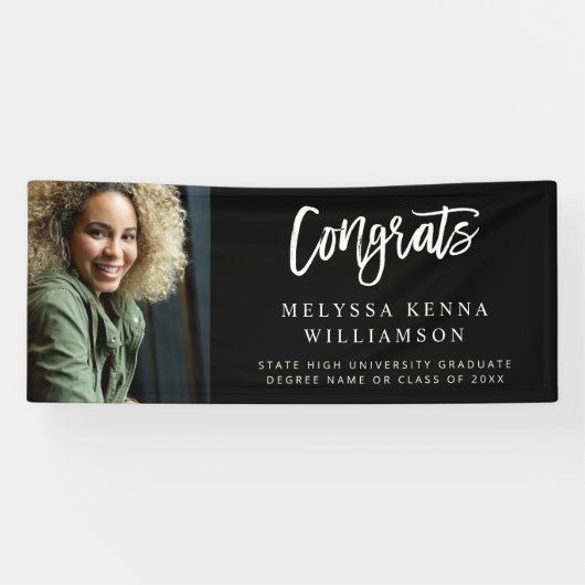 Modern Congrats Photo Afstuderen banner - zwart (Horizontaal)