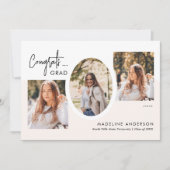 Modern Congrats Script 3 Fotocollage Afstuderen Aankondiging (Voorkant)