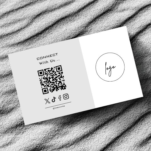 Modern Connect Met Ons Logo QR Code Grijs Wit Visitekaartje