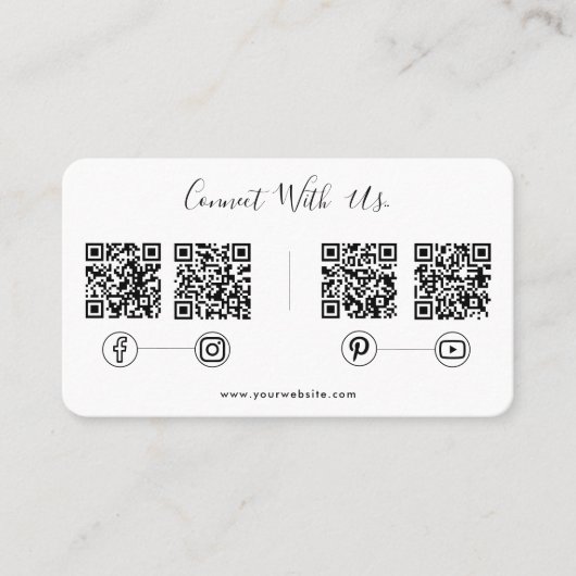 Modern Connect Met Ons QR Code Social Media Logo Visitekaartje (Voorkant)