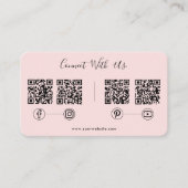 Modern Connect Met Ons QR Code Social Media Roze Visitekaartje (Voorkant)