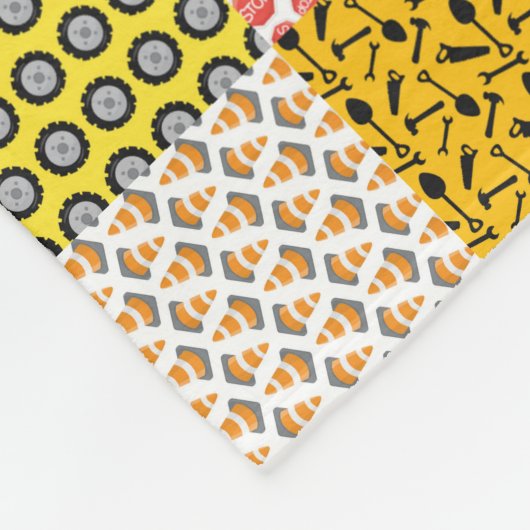 Modern Construction Boy Worker Excavator Quilt Fleece Deken (Hoek)
