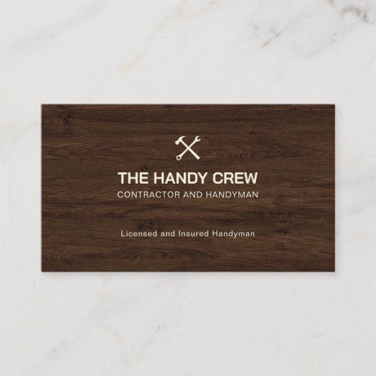Modern Construction Handyman Carpenter Tools Wood  Visitekaartje (Voorkant)