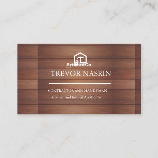 Modern Construction Handyman Carpenter Tools Wood  Visitekaartje (Voorkant)