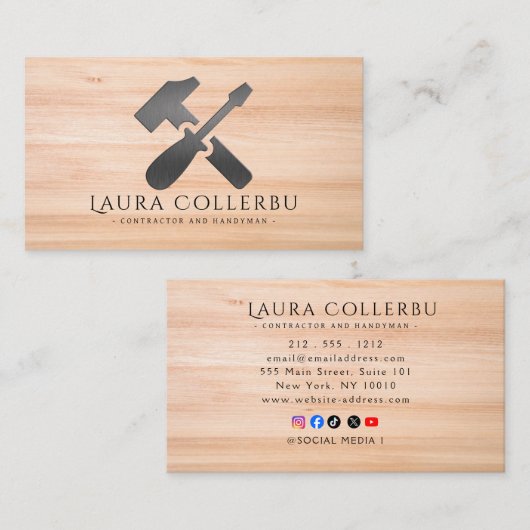 Modern Construction Handyman Carpenter Visitekaartje (Voorkant / Achterkant)