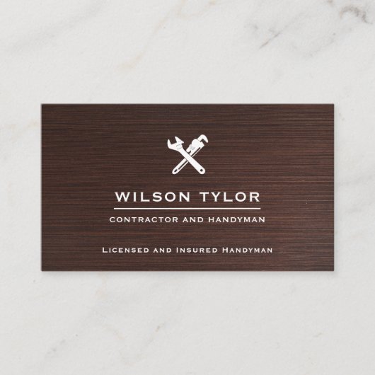 Modern Construction Handyman Tools Wood Visitekaartje (Voorkant)