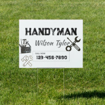 Modern Construction Handyman Tools Yard Sign