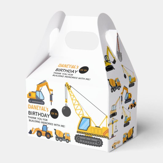 Modern Construction Simple Kid's Birthday Bedankdoosjes (Achterkant)