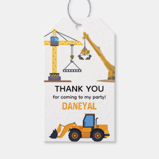 Modern Construction Simple Kid's Birthday Cadeaulabel
