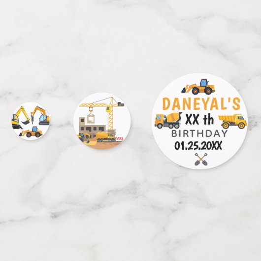 Modern Construction Simple Kid's Birthday Confetti (Voorkanten)