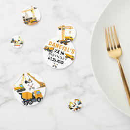 Modern Construction Simple Kid's Birthday Confetti