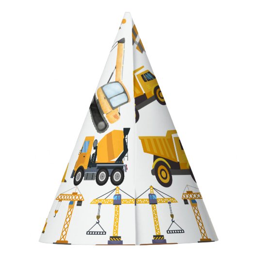 Modern Construction Simple Kid's Birthday Feesthoedjes (Achterkant)