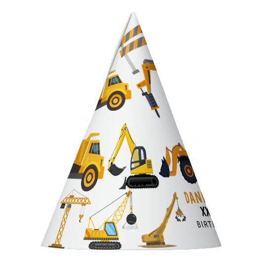 Modern Construction Simple Kid's Birthday Feesthoedjes (Links)