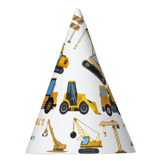 Modern Construction Simple Kid's Birthday Feesthoedjes (Rechts)