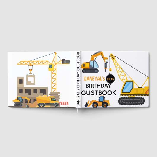 Modern Construction Simple Kid's Birthday Gastenboek (Volledig)