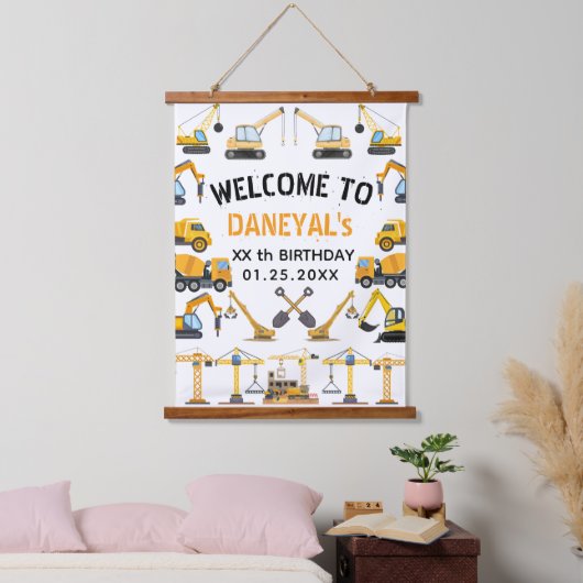 Modern Construction Simple Kid's Birthday Hangend Wandkleed (Slaapkamer)