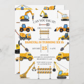 Modern Construction Simple Kid's Birthday Kaart (Voorkant / Achterkant)