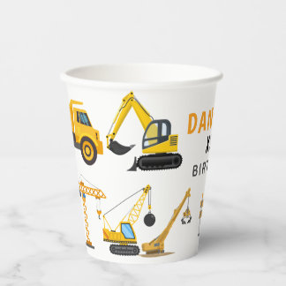 Modern Construction Simple Kid's Birthday Papieren Bekers