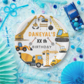 Modern Construction Simple Kid's Birthday Papieren Bordje (Feest)