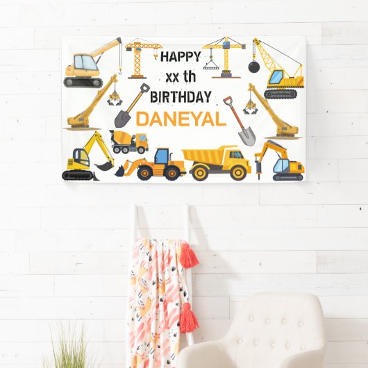 Modern Construction Simple Kid's Birthday Spandoek (Insitu)