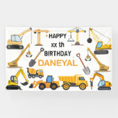 Modern Construction Simple Kid's Birthday Spandoek (Horizontaal)