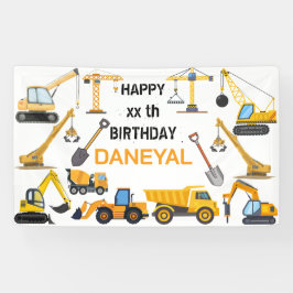 Modern Construction Simple Kid's Birthday Spandoek