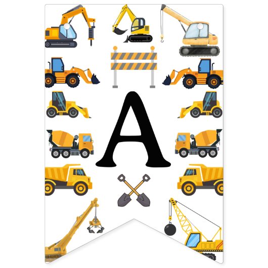 Modern Construction Simple Kid's Birthday Vlaggetjes (Tweede vlag)